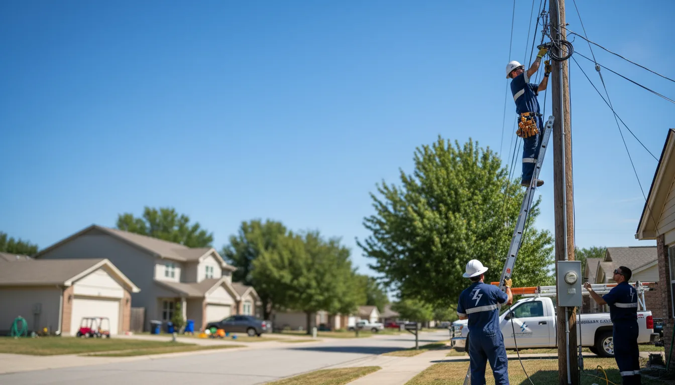 Residential electrician providing installation services in Lane City, TX